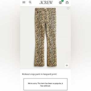 J. Crew Kickout Crop Pant Leopard Sold Out 25